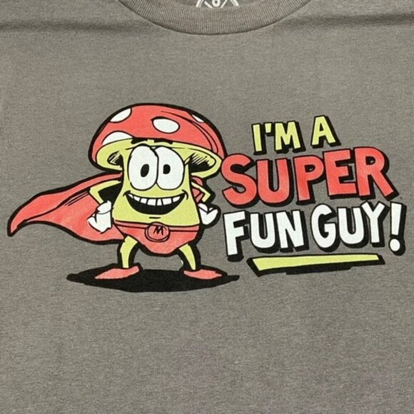 Mushroom Shirt Men's XL Charcoal Gray Super Fun Guy Graphic Logo - Picture 9 of 9